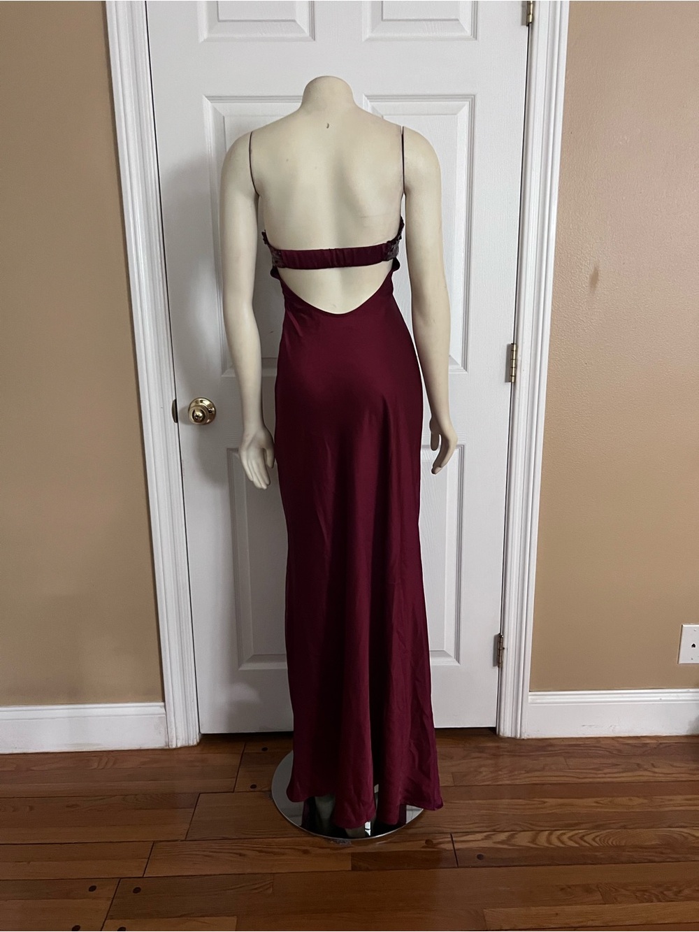 See The Vision Sequin Bust Strapless Maxi Dress Burgundy - Picture 12 of 14